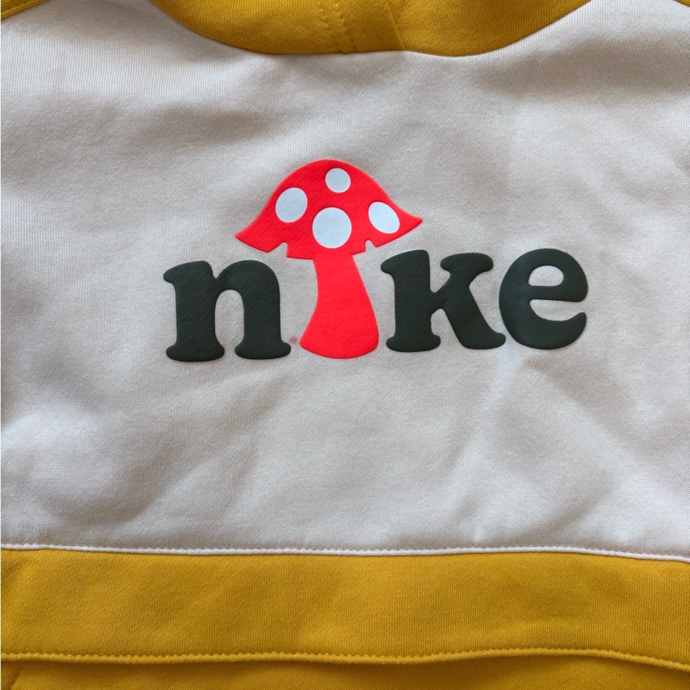 Nike Kids Hoodie with Red Mushroom Logo & Yellow Accents